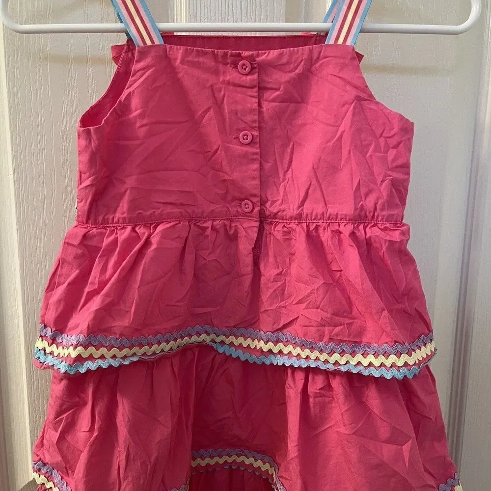 Gymboree Pink Poplin Tiered Dress Hello Cupcake Girls Size 7